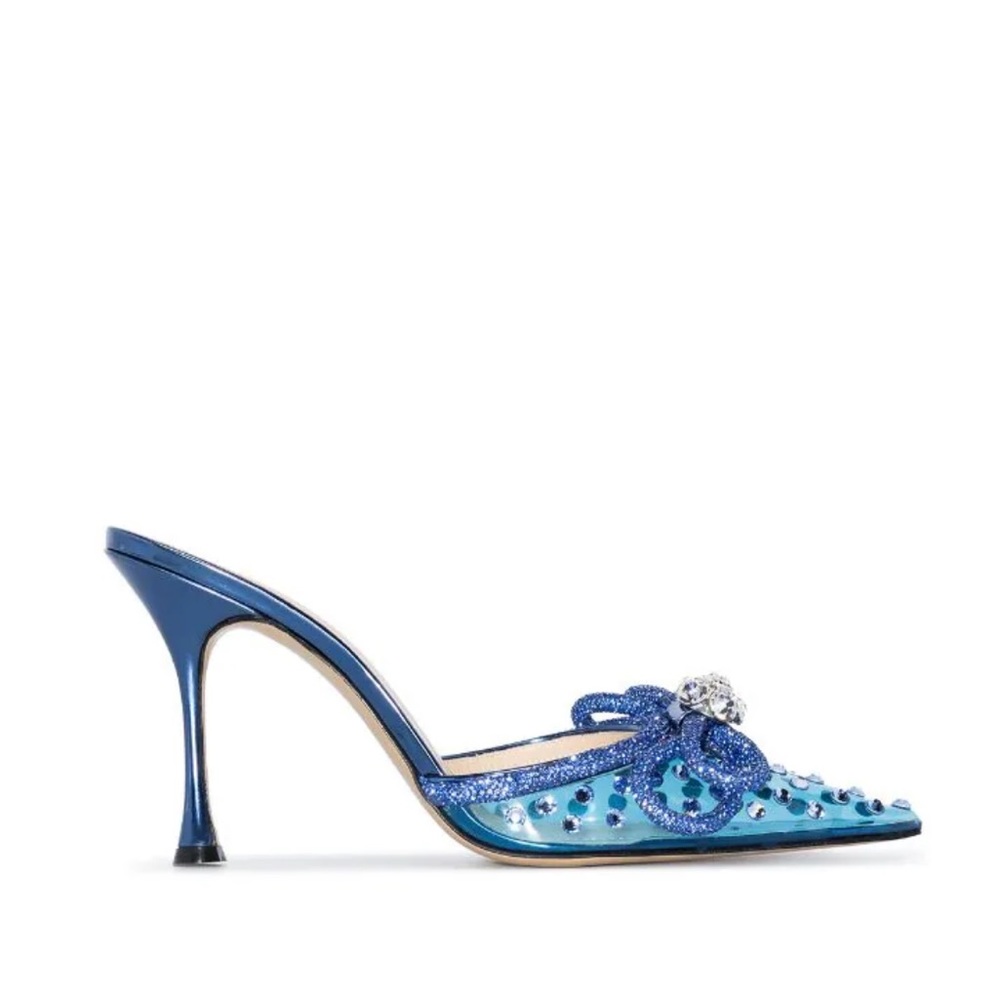 Mach & Mach Double Crystal Bow Pointed Toe Mule Size 41
